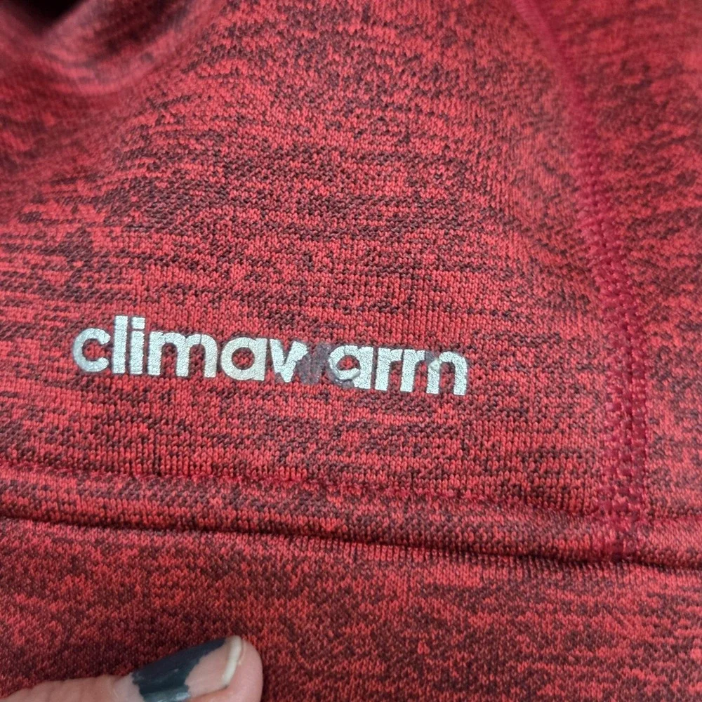 Adidas Hoodie Mens Large Red Climawarm‎ Team Issue Fleece Pullover Sweatshirt